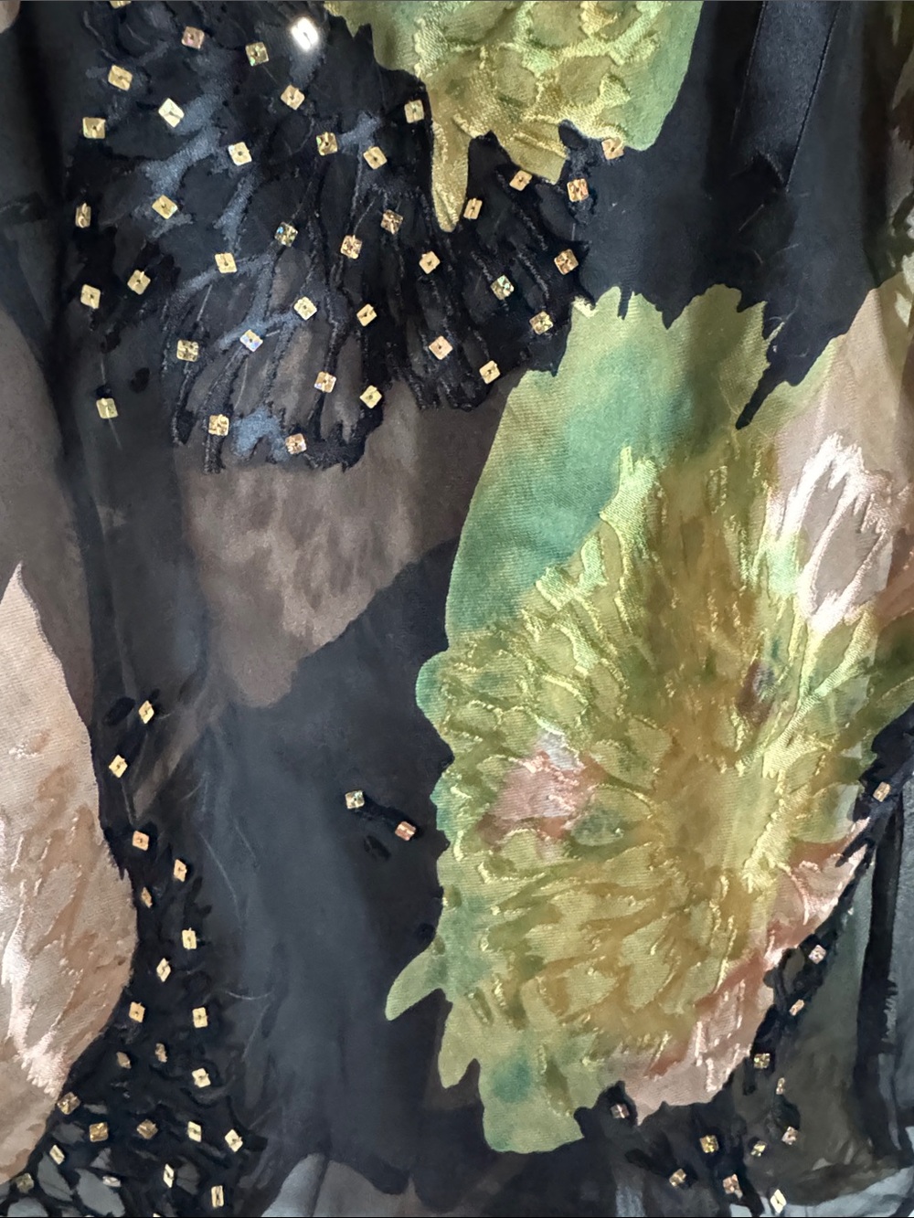 Sheer Silk Black Floral Tie-Strap Camisole - Picture 4 of 9